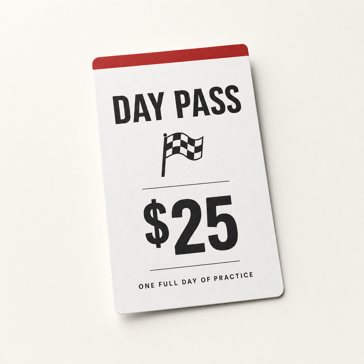 Day Pass card - one full day of RC track practice at Clermont RC Complex