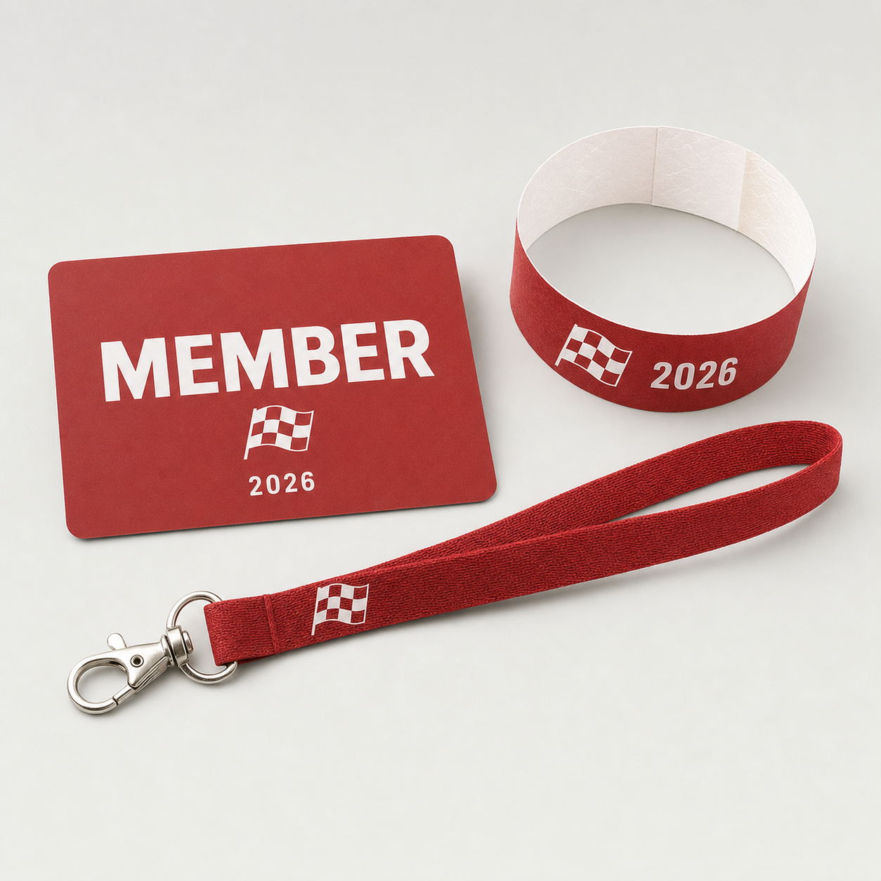 Clermont RC 2026 membership card, wristband, and lanyard